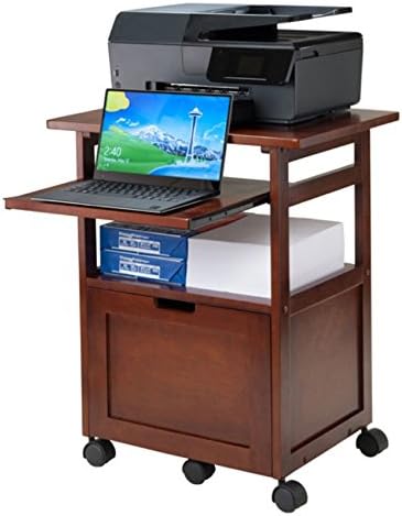 Ergode Piper | Versatile Compact Work Cart/Storage Solution | Laptop Stand | Filing Cabinet | Shelf | Walnut Finish