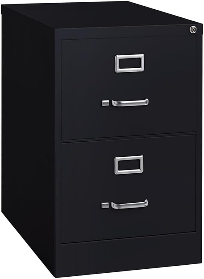 Pemberly Row 2 Drawers 28.38 Vertical Black Metal Filing Cabinet Lockable Pre-Assembled Stationary Legal Size for Home Office