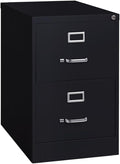 Pemberly Row 2 Drawers 28.38 Vertical Black Metal Filing Cabinet Lockable Pre-Assembled Stationary Legal Size for Home Office