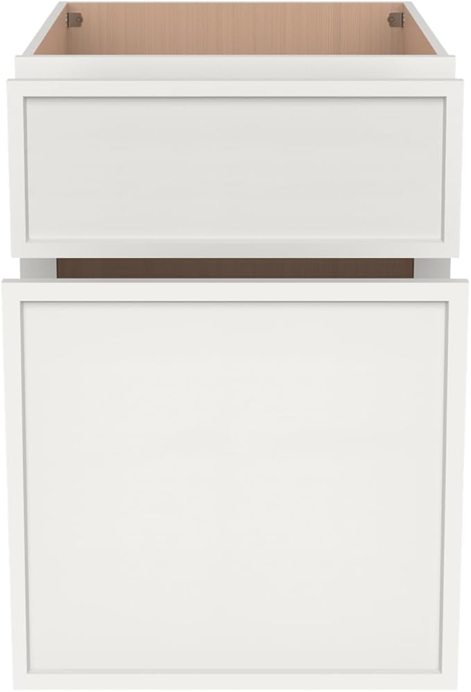 Solid Wood File Cabinet with 2 Drawers Desk Under-Table Wooden File Cabinet Suitable for Bedside or Freestanding File Storage Cabinet (Origami White 18 W × 21 D × 29.5 H)