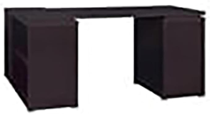 Scranton &amp Co L-Shaped Wood Writing Desk Cappuccino Finish 60 W x 47.25 D x 29.5 H MDF and Laminate 3 Drawers Shelves Reversible Setup Contemporary Home Office Desk with Storage