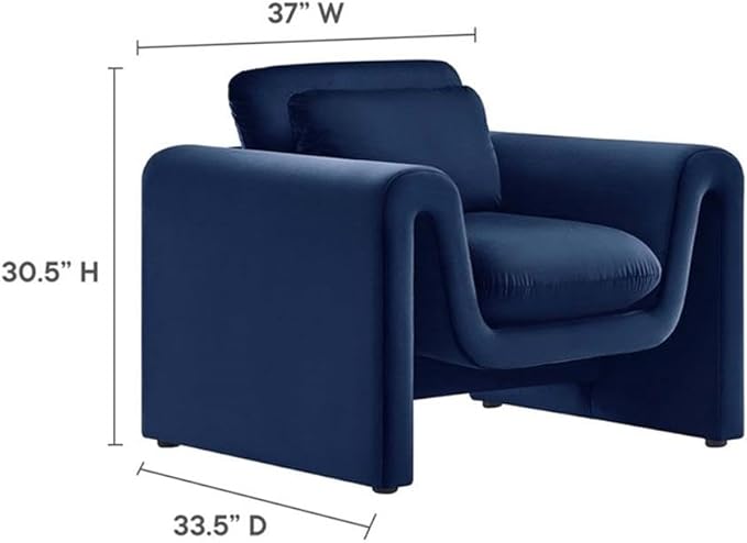 Modway EEI-6576-MID Waverly Performance Velvet Armchair Midnight Blue