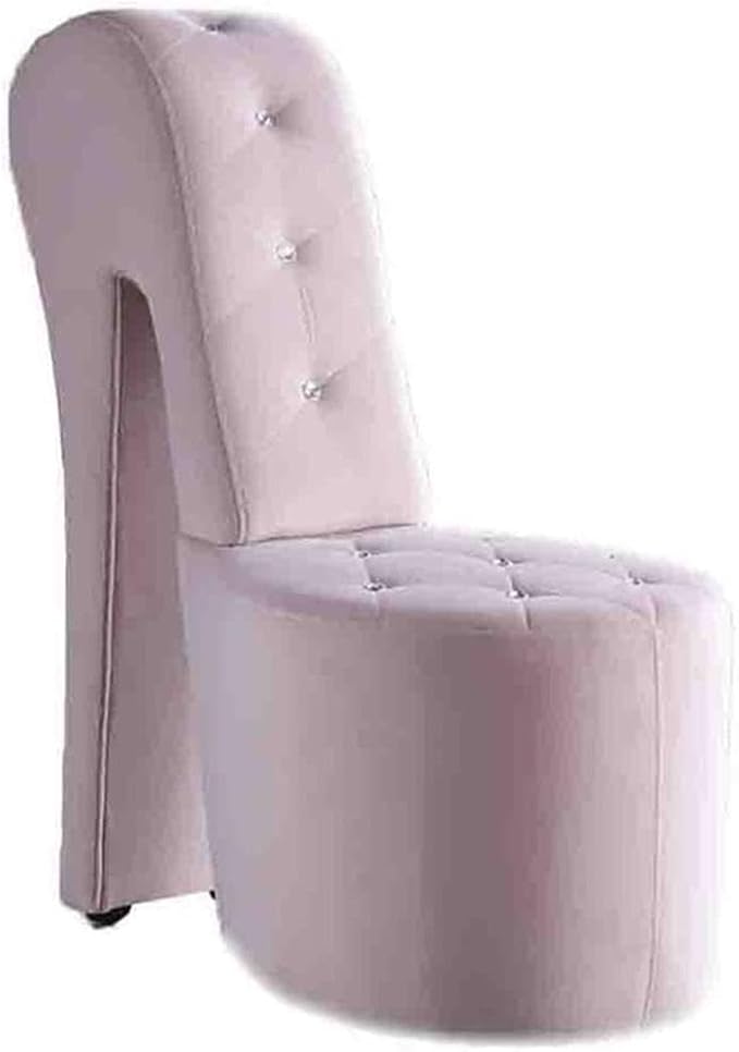 First of a Kind 19 Modern Shoe Chair - Crystal Studded Velvet High Heel Chair with Medium Firm Comfort - Luxurious Decor Addition for Bedroom Living Room &amp Studio (Pink)