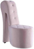 First of a Kind 19 Modern Shoe Chair - Crystal Studded Velvet High Heel Chair with Medium Firm Comfort - Luxurious Decor Addition for Bedroom Living Room &amp Studio (Pink)