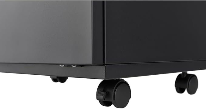 3-Drawer Mobile Filing Cabinet with Lock Metal Filing Cabinet to be Installation Required (Black + Metal + Metal)