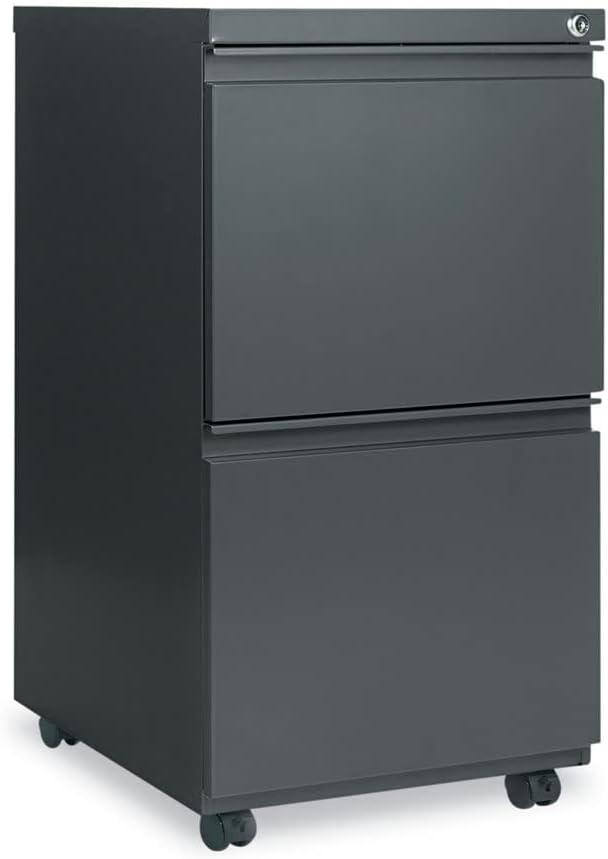 Alera PBFFCH Two-Drawer Metal Pedestal File w/Full-Length Pull 14 7/8w x 19 1/8d Charcoal