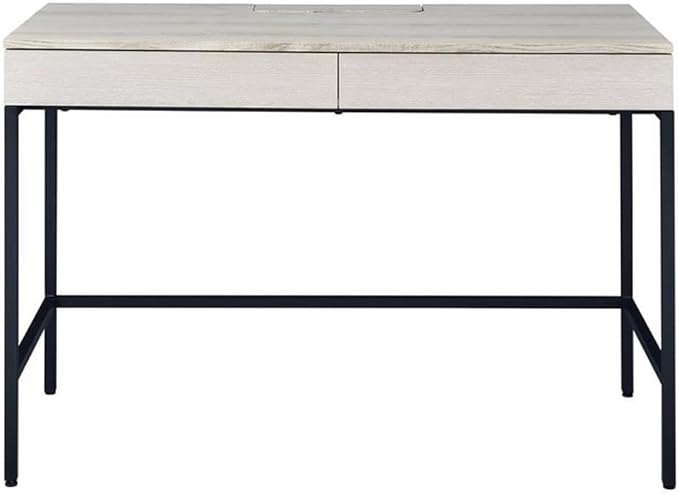 Acme Wendral Wooden Top Writing Desk with 2 Drawers in Natural and Black