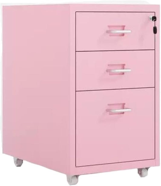File Cabinet Under Desk Locking Mobile Drawer Cabinet 3/5 /6/8 Storage Cabinet Data Filing Cabinet (Color : Pink Size : 3F)
