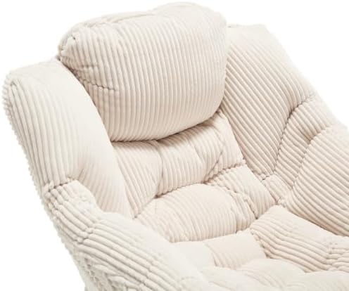 Bellemave Lazy Chair with Ottoman Lounge Accent Chair with Armrests and Side Pocket Leisure Upholstered Sofa Chairs with Footrest for Small Space Reading Chairs for Living Room Bedroom (White)