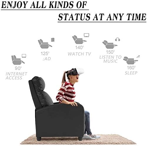 Recliner Chair Massage Chair Reclining Chair Sofa Lounge Chair Living Room Chair with Footrest PU Leather Reading Chair Lounge Chair for Home Room Black