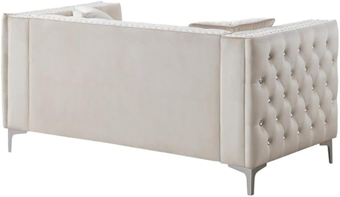 Glory Furniture Paige Velvet Loveseat in Ivory