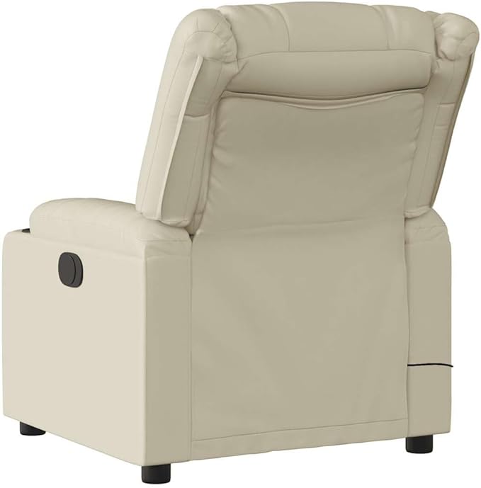 vidaXL Electric Massage Recliner Chair - Cream Wingback Armchair Faux Leather with Recline &amp Vibration Features for Living Room
