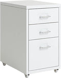 3 Drawer File Cabinets Metal Mobile File Cabinets with Wheels File Cabinets for Home Office and Under Desk(Color:White)