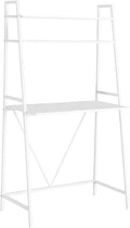 Penau Sleek White Computer Desk for Home Office with Storage Shelves Modern Design Easy Assembly 32Inches L x 18Inches D x 60.25Inches H
