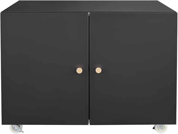 Mobile File Cabinet Metal Printer Stand with 360 Degree Rotation Wheels Rolling Copier Cabinet 2 Door Steel Printer Stand with Storage