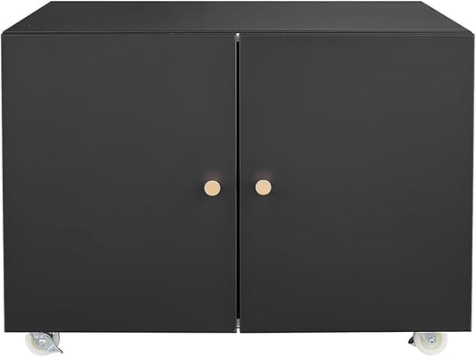 Mobile File Cabinet Metal Printer Stand with 360 Degree Rotation Wheels Rolling Copier Cabinet 2 Door Steel Printer Stand with Storage