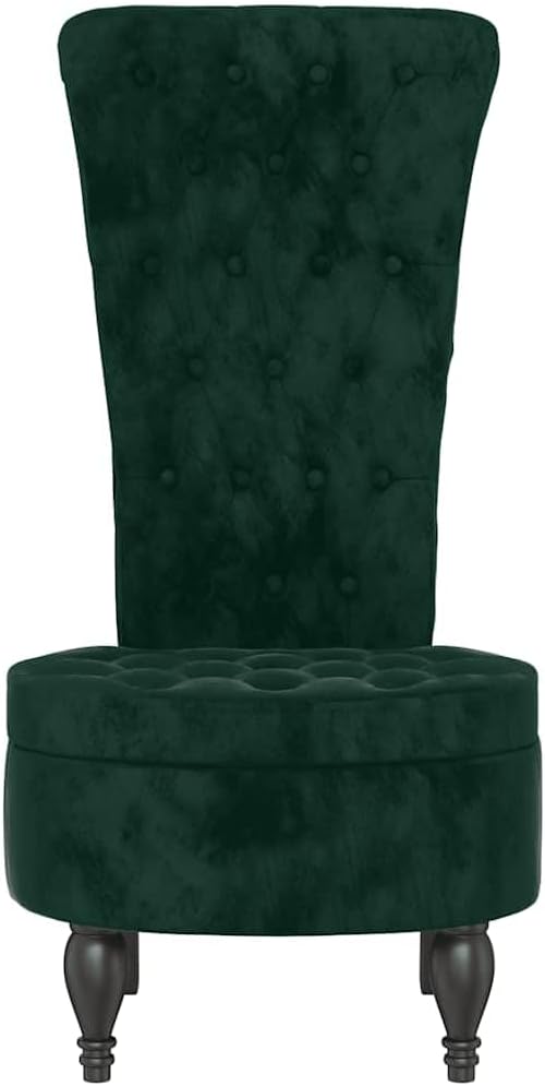 vidaXL Dark Green Velvet High Back Chair Ergonomic Accent with Padded Suitable for Seat Modern Design for Living Room Bedroom Office Decor Lounge Upholstered Single Sofa Stylish Seating