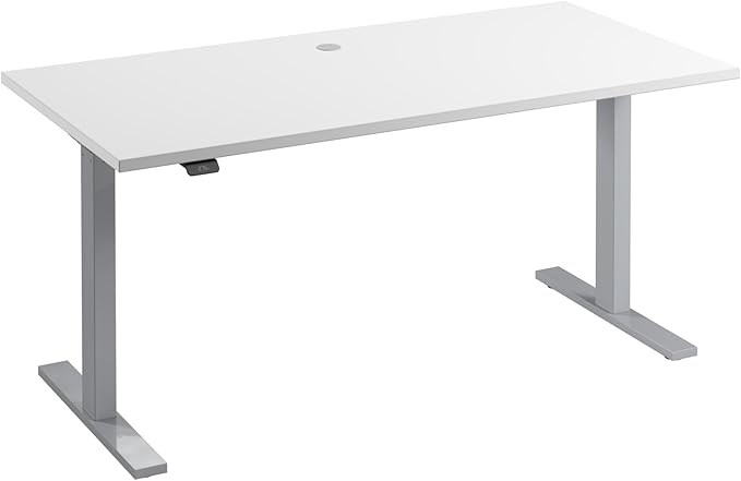 Bush Business Furniture 60-inch Electric Height Adjustable Standing Desk Ergonomic Sit-Stand Computer Table for Home and Professional Office Move 60 Series White with Metallic Gray Base