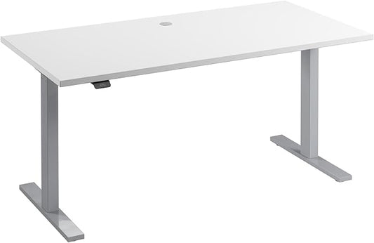 Bush Business Furniture 60-inch Electric Height Adjustable Standing Desk Ergonomic Sit-Stand Computer Table for Home and Professional Office Move 60 Series White with Metallic Gray Base