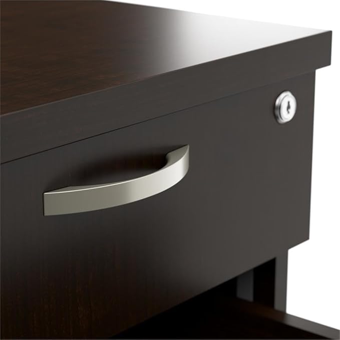 Pemberly Row 3 Drawer Mobile File Cabinet Mocha Cherry Finish Engineered Wood Rolling Office Storage with Lock Ball Bearing Slides Fits Under Desk 16W x 20D x 25H