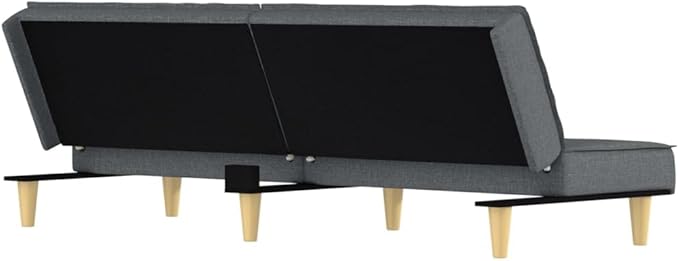 vidaXL Convertible Sleeper Sofa Bed with Adjustable Backrests and Complimentary Pillows Durable Fabric Construction Ideal for Small Spaces - Dark Gray