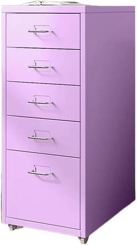 File Cabinet Multilayer Tin Cabinet Household Storage Narrow Storage Cabinet File Cabinet Office Drawer Cabinet (Color : Light Purple)