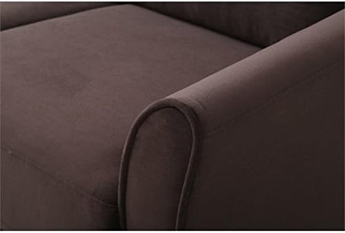 Hawthorne Collections Accent Chair Coffee Polyester Upholstery Wood Frame and Legs 33.9 H x 35.4 W x 31.5 D Curved Arms Stylish and Comfortable Living Room Seating