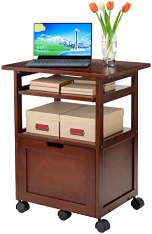 Ergode Piper | Versatile Compact Work Cart/Storage Solution | Laptop Stand | Filing Cabinet | Shelf | Walnut Finish