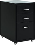 3 Drawer File Cabinets Metal Mobile File Cabinets with Wheels File Cabinets for Home Office and Under Desk(Color:Black)