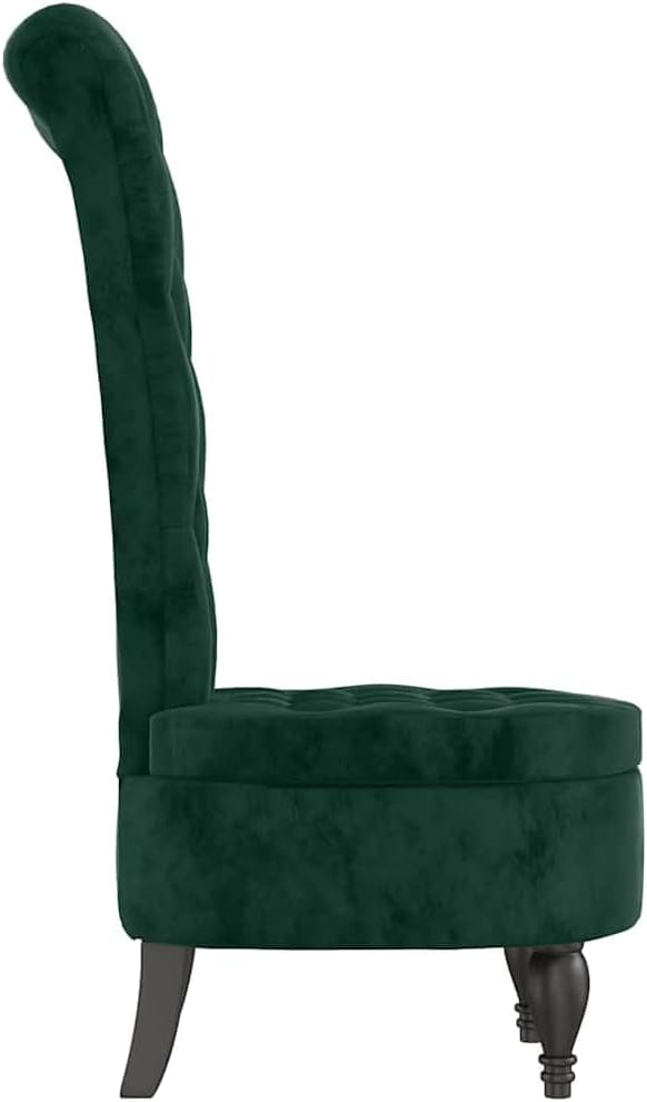 vidaXL Dark Green Velvet High Back Chair Ergonomic Accent with Padded Suitable for Seat Modern Design for Living Room Bedroom Office Decor Lounge Upholstered Single Sofa Stylish Seating