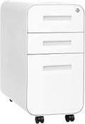 Mobile File Cabinets Slim 3-Drawer Mobile File Cabinet with Lock - Under Desk Metal Filing Legal/Letter Folders(Color9)