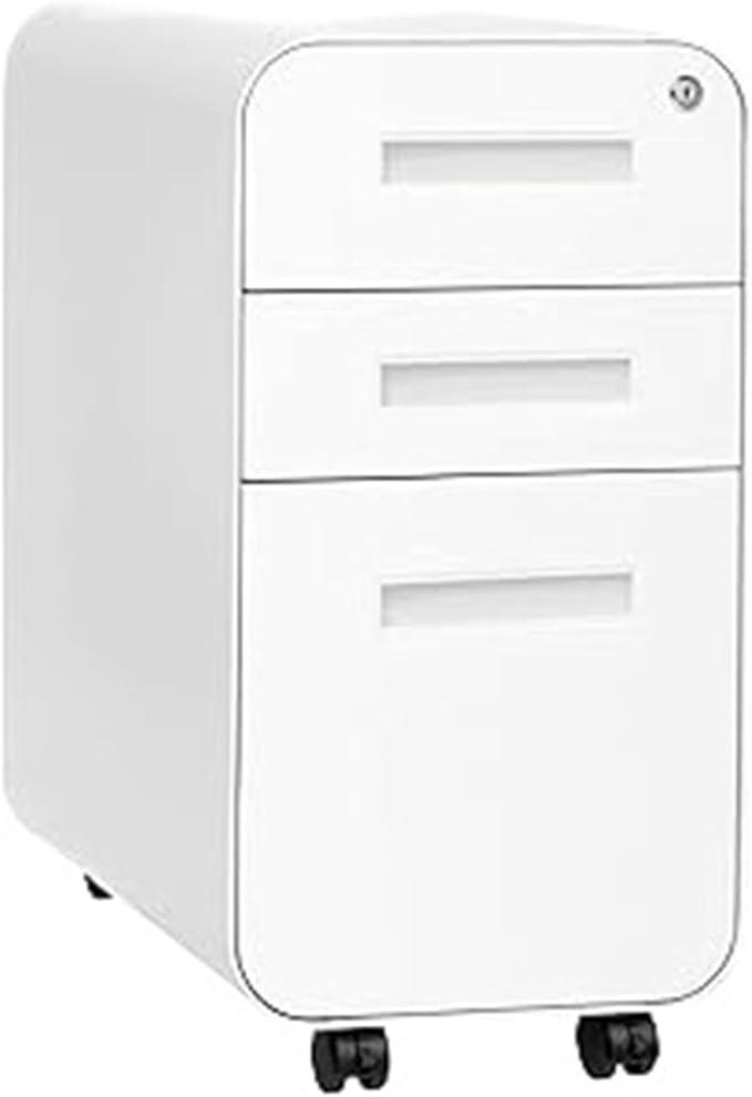 Mobile File Cabinet Slim 3-Drawer Mobile File Cabinet with Lock - Under Desk Metal Filing Legal/Letter Folders(Color9)