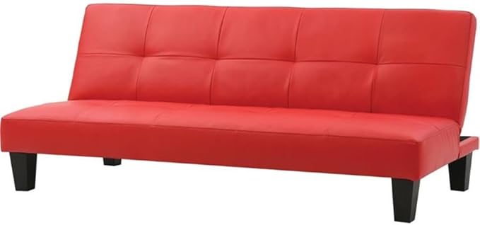 Glory Furniture Alan Faux Leather Sleeper Sofa in Red