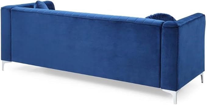 Glory Furniture Delray Velvet Sofa in Navy Blue