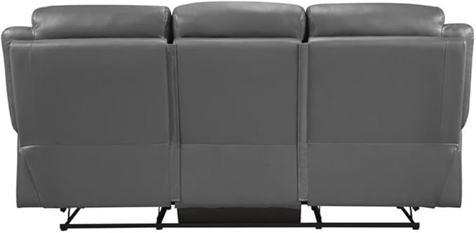 Lexicon Laconia Leather Double Reclining Sofa in Dark Gray