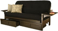 Kodiak Furniture Alamosa Full Size Futon Frame with Storage Drawers - Wood Sofa Sleeper Frame with Mattress Included in Canton Black Color