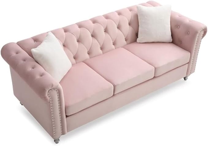 Glory Furniture Raisa Velvet Sofa in Pink