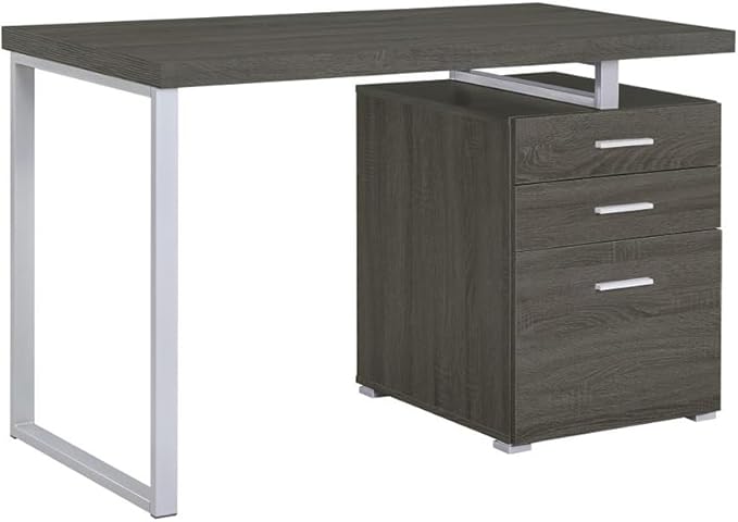 3-Drawer Office Desk in Weathered Grey Finish