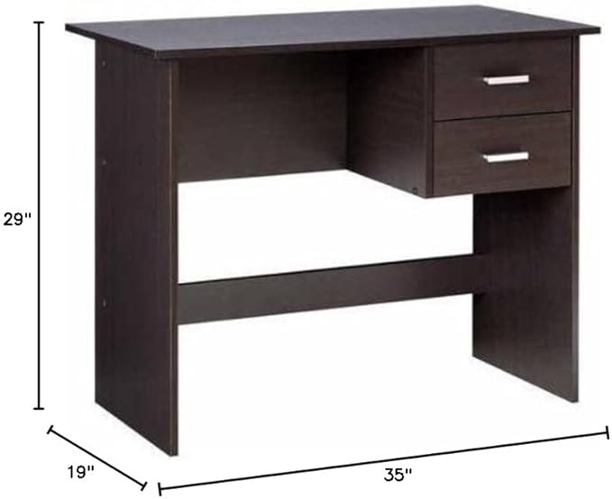 OneSpace Adina 2-Drawer Desk Small Writing Desk with Drawers Espresso