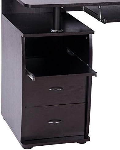 Home Office Black Computer Desk - Wood Computer Workstation with 1pc Door 3pcs Drawers and Keyboard Tray for Home Office Workstation (black2)