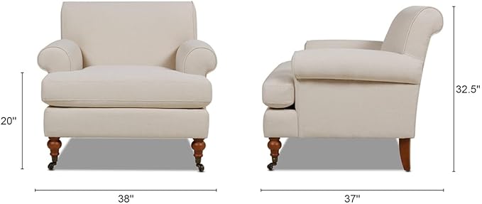 Jennifer Taylor Home Bliss 38 Lawson Living Room Accent Arm Chair with Metal Casters