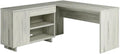 Pemberly Row Engineered Wood Desk with Credenza 30 H x 60 W x 65.98 D Haze Acacia/Natural Finish Adjustable Storage Shelves Drawer Cord Management L-Shaped Home Office Desk