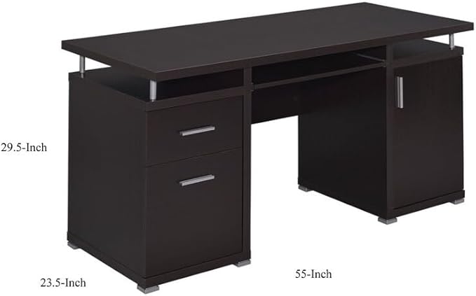 Computer Desk with Drawers &amp Cabinet Home Office Desk - Brown