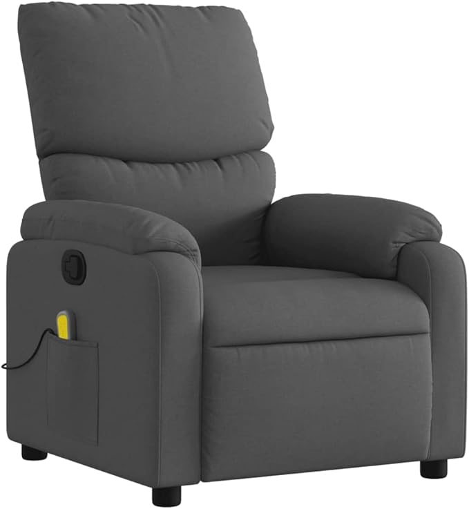 vidaXL Dark Gray Fabric Massage Recliner Chair with Adjustable Armrests and Vibrating Function for Living Room Office Use Reclining Armchair Comfortable Sofa Chairs