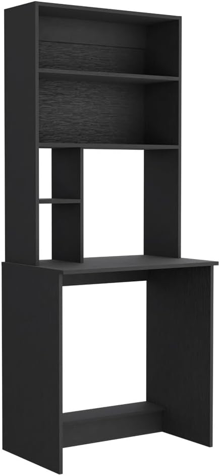 The Home Office Genius: 4-Shelf Computer Desk with Ample Legroom &amp Footrest - Black Wengue Finish