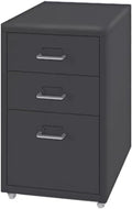 3-Drawer Mobile File Cabinet - Rolling Metal Storage Cabinet for Home Office Files &amp Folders with Anti-Sink Drawers &amp Removable Casters(Black)