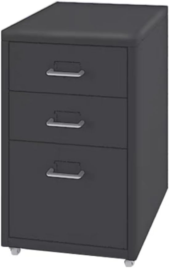 3-Drawer Mobile File Cabinet - Rolling Metal Storage Cabinet for Home Office Files &amp Folders with Anti-Sink Drawers &amp Removable Casters(Black)