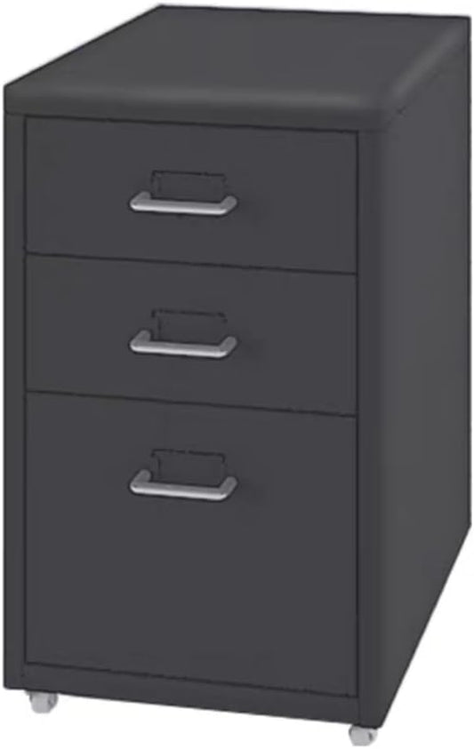 3-Drawer Mobile File Cabinet - Rolling Metal Storage Cabinet for Home Office Files &amp Folders with Anti-Sink Drawers &amp Removable Casters(Black)