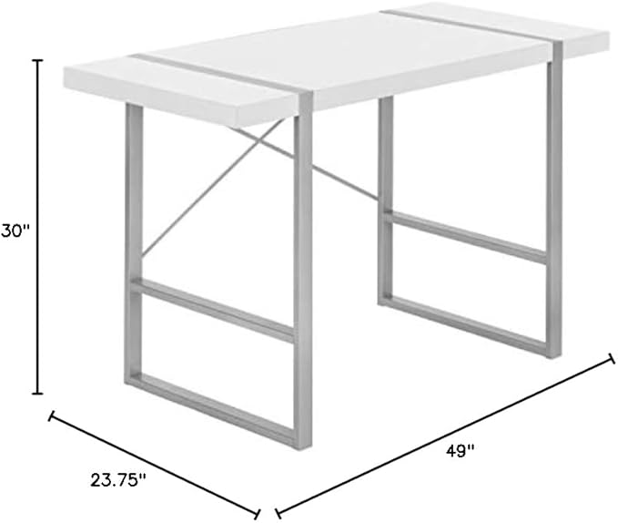 Monarch Specialties I 7663 Computer Desk Home Office Laptop 48 L Work Metal Laminate White Grey Contemporary Modern