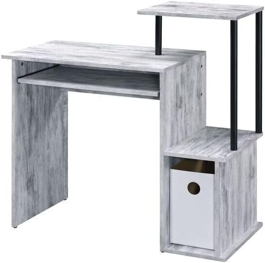 Maykoosh Computer Desk with Storage Weathered White &amp Black Office Desk